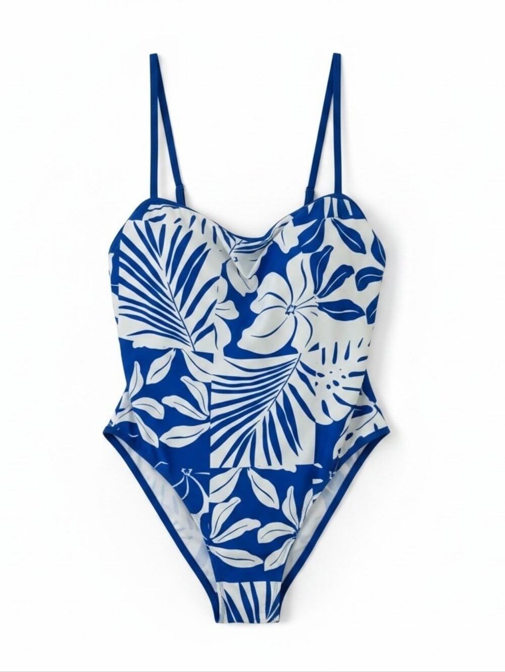 Shade & Shore Blue Tropical One Piece Swimsuit High Leg Cheeky XL 16